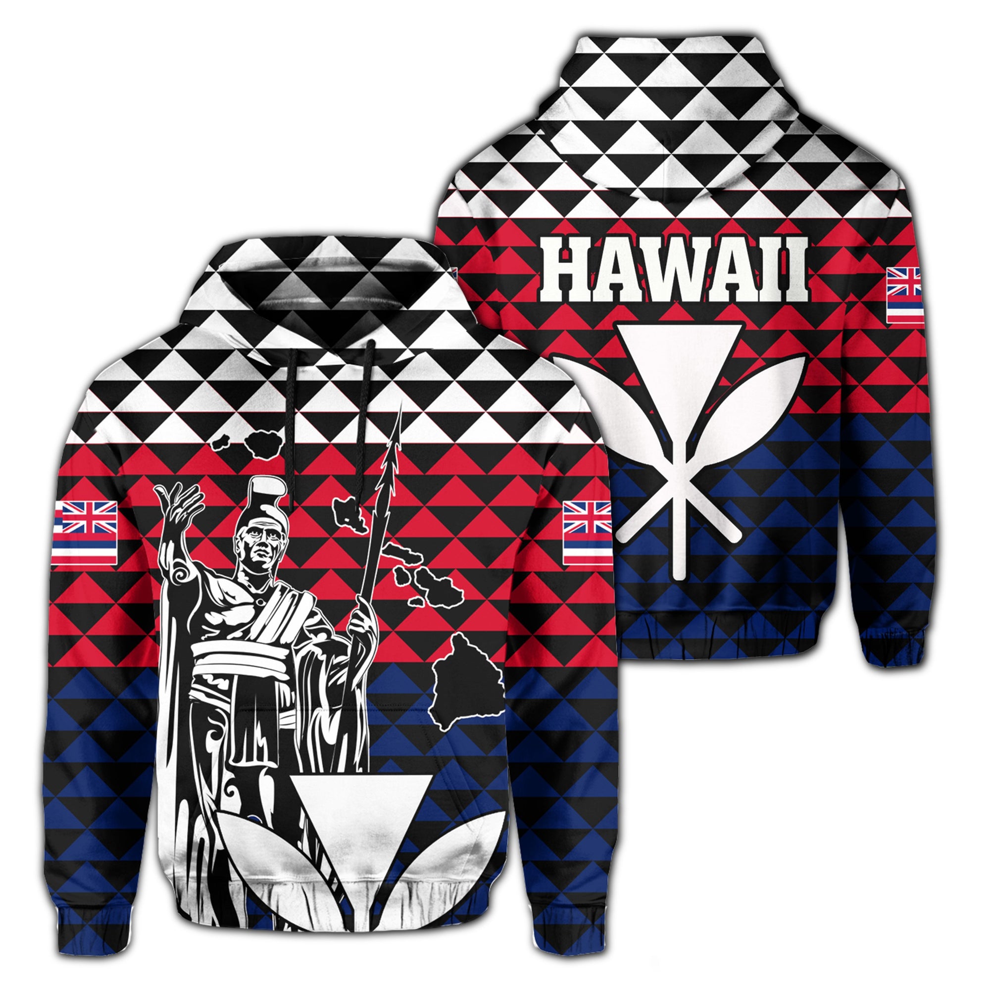 Hawaii King Kakau Hoodie Unisex White - Polynesian Pride