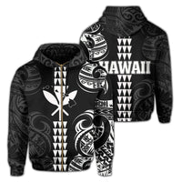 Kanaka Map Polynesian Kakau Hoodie (Zip up) White Unisex White - Polynesian Pride