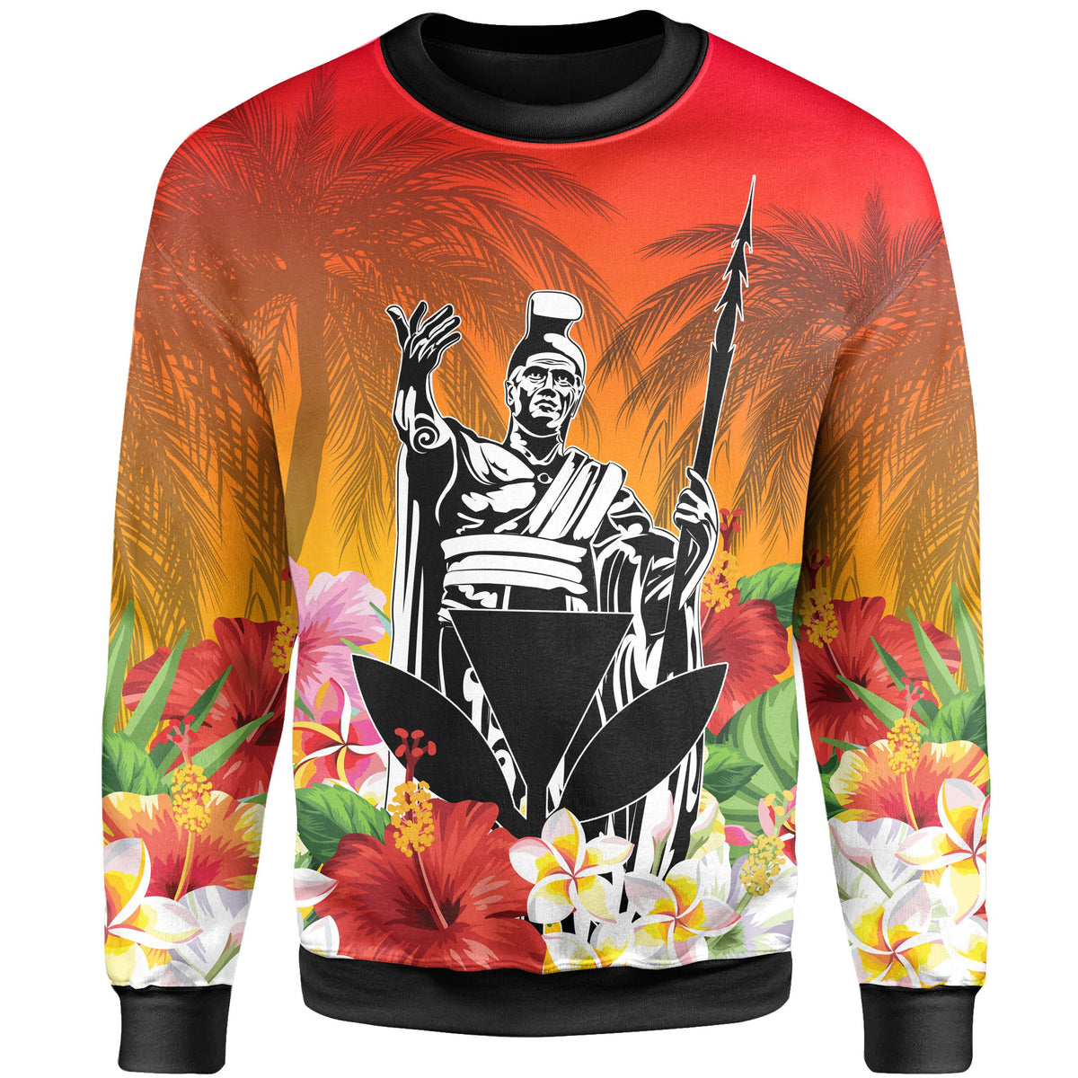 Hawaii Summer King Hibiscus Plumeria Sweat Shirt - Polynesian Pride