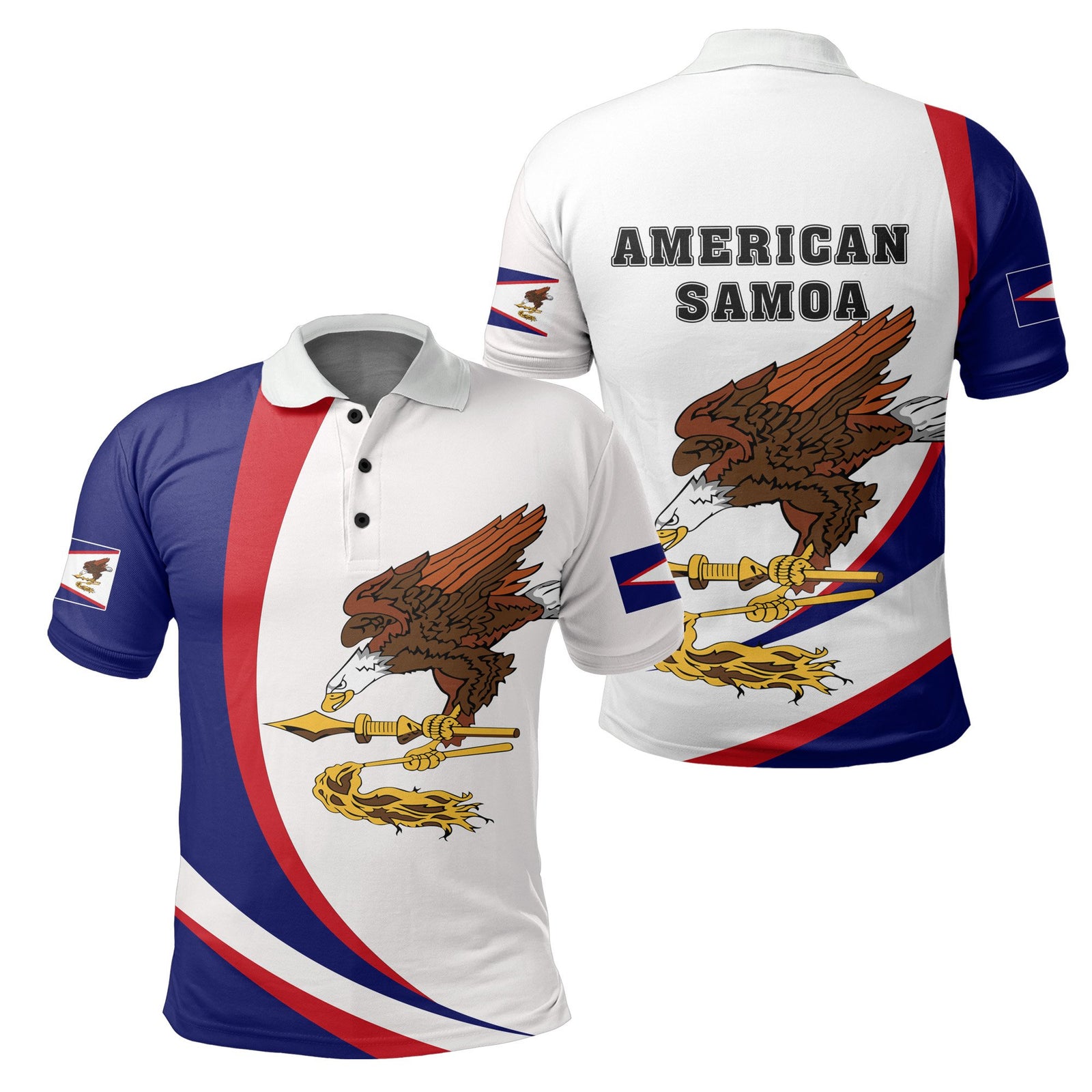 American Samoan Polo Shirt Arch Style Unisex White - Polynesian Pride