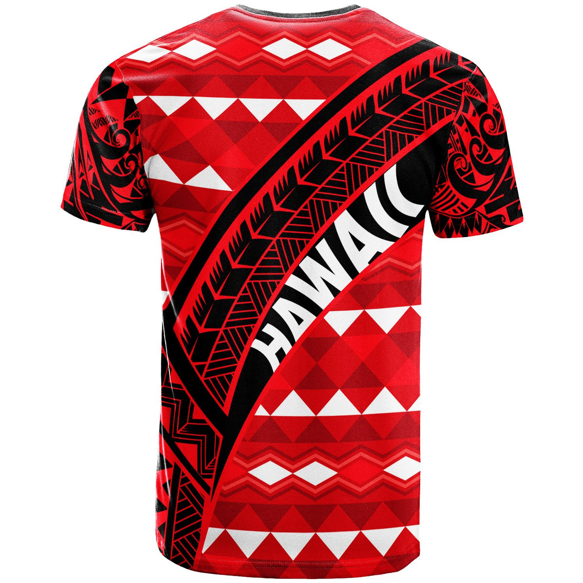 Hawaii Custom T Shirt Red Hawaiian Tribal Seamless Pattern - Polynesian Pride