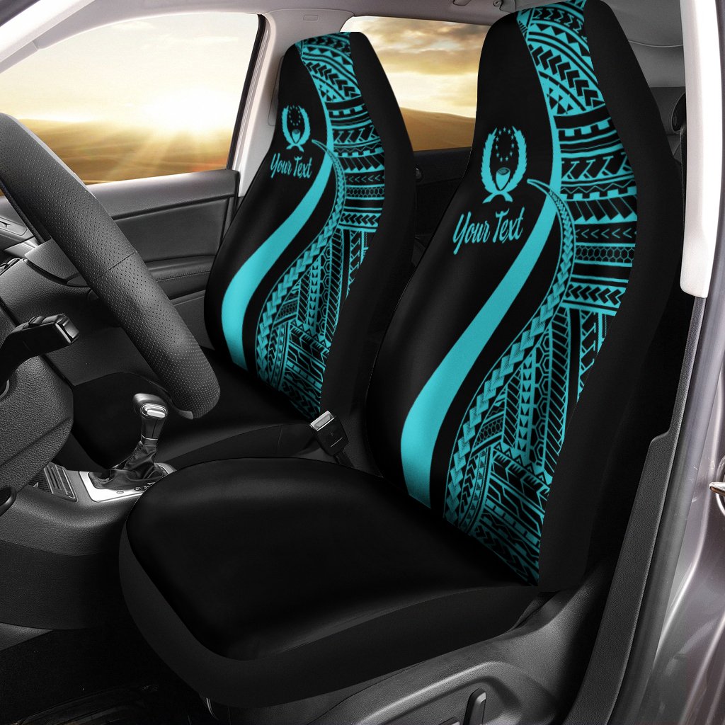 Pohnpei Custom Personalised Car Seat Covers - Turquoise Polynesian Tentacle Tribal Pattern Universal Fit Turquoise - Polynesian Pride