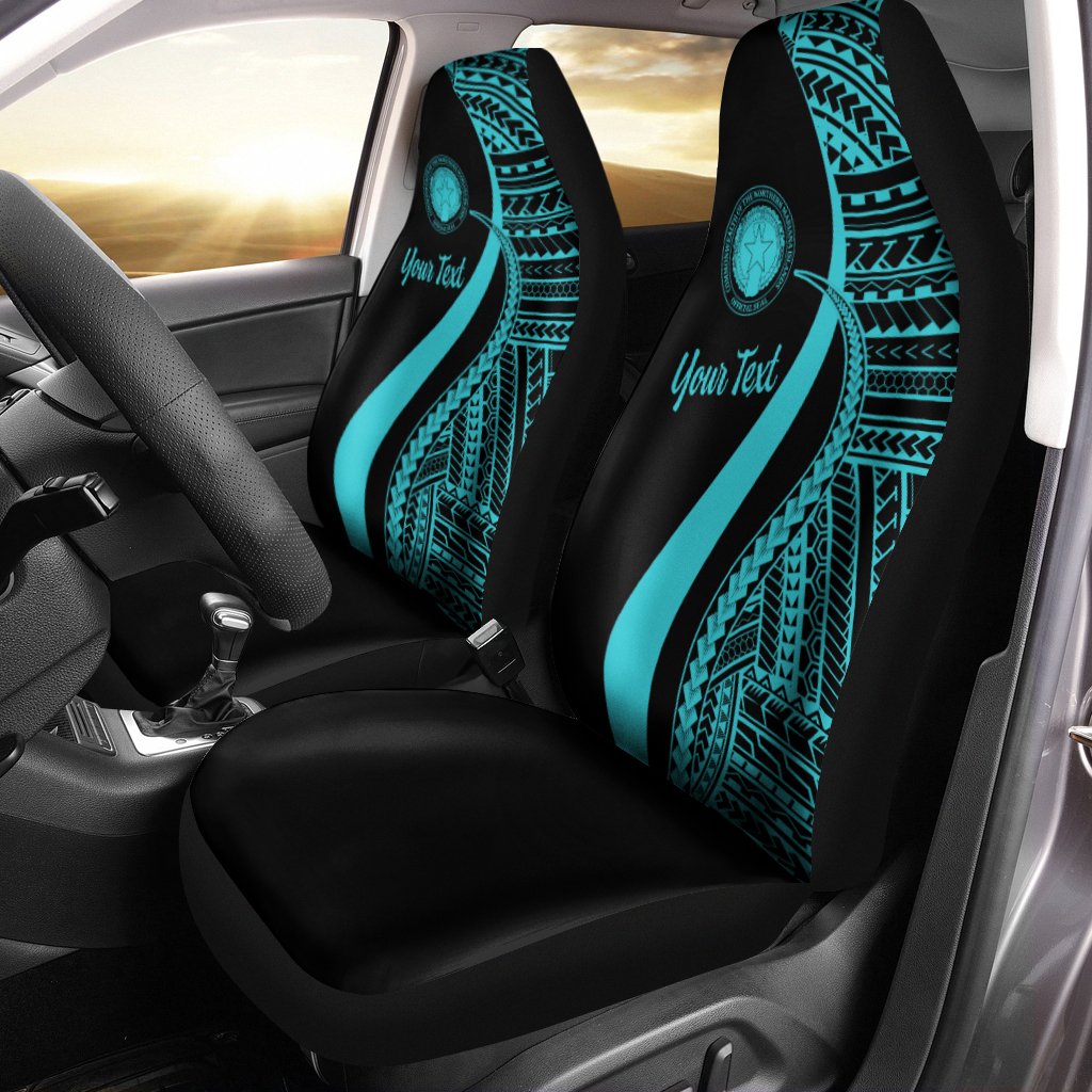 Northern Mariana Islands Custom Personalised Car Seat Covers - Turquoise Polynesian Tentacle Tribal Pattern Universal Fit Turquoise - Polynesian Pride