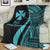 Wallis And Futuna Premium Blanket - Turquoise Polynesian Tentacle Tribal Pattern - Polynesian Pride
