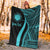 Northern Mariana Islands Custom Personalised Premium Blanket - Turquoise Polynesian Tentacle Tribal Pattern - Polynesian Pride