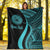 American Samoa Custom Personalised Premium Blanket - Turquoise Polynesian Tentacle Tribal Pattern - Polynesian Pride