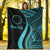 Cook Islands Custom Personalised Premium Blanket - Turquoise Polynesian Tentacle Tribal Pattern - Polynesian Pride