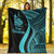 New Caledonia Premium Blanket - Turquoise Polynesian Tentacle Tribal Pattern Crest - Polynesian Pride