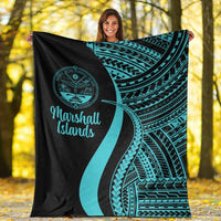 Marshall Islands Premium Blanket - Turquoise Polynesian Tentacle Tribal Pattern Crest - Polynesian Pride
