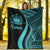 Samoa Premium Blanket - Turquoise Polynesian Tentacle Tribal Pattern - Polynesian Pride