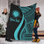 Northern Mariana Islands Custom Personalised Premium Blanket - Turquoise Polynesian Tentacle Tribal Pattern White - Polynesian Pride