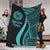 American Samoa Premium Blanket - Turquoise Polynesian Tentacle Tribal Pattern White - Polynesian Pride