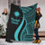 Marshall Islands Premium Blanket - Turquoise Polynesian Tentacle Tribal Pattern White - Polynesian Pride