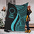 Cook Islands Premium Blanket - Turquoise Polynesian Tentacle Tribal Pattern White - Polynesian Pride