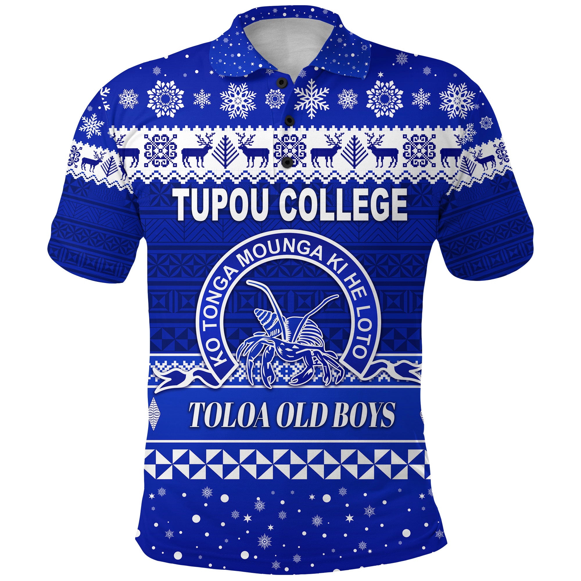 Custom Tupou College Toloa Old Boys Christmas Polo Shirt Simple Style LT8 Blue - Polynesian Pride