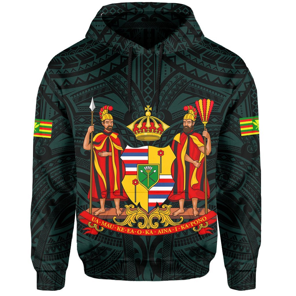 Polynesian Kanaka Maoli Royal Coat of Arms Hawaii Hoodie Turquoise - Polynesian Pride