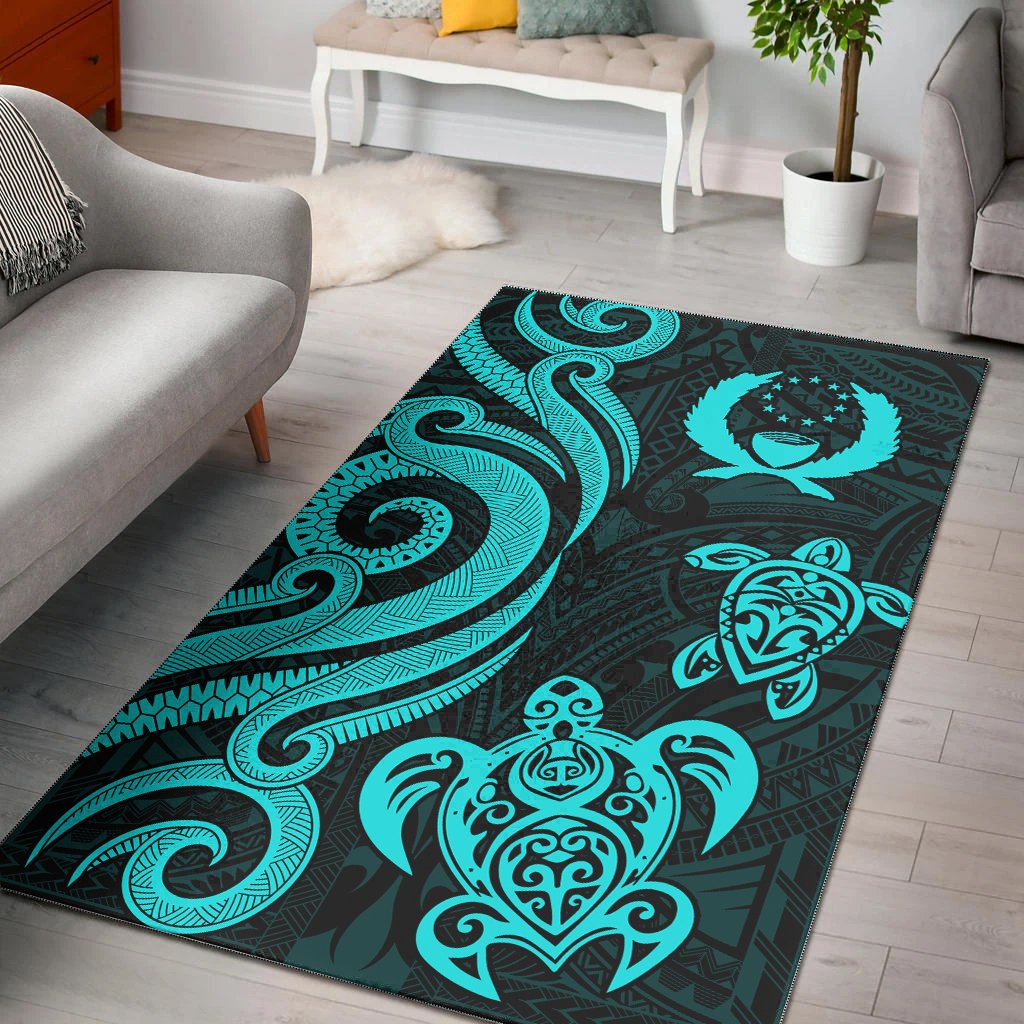 Pohnpei Area Rug - Turquosie Tentacle Turtle Turquoise - Polynesian Pride