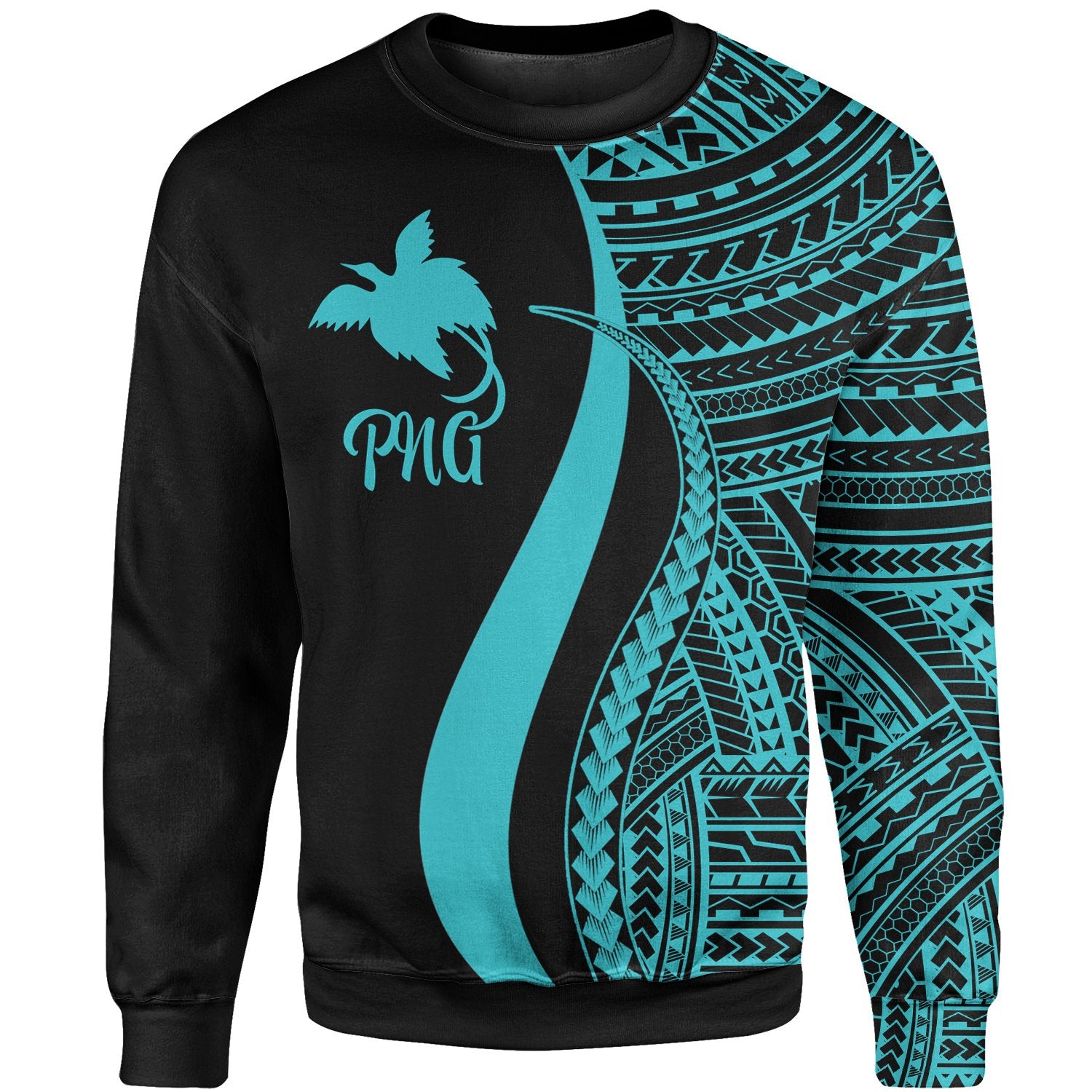 Papua New Guinea Sweatshirt - Turquoise Polynesian Tentacle Tribal Pattern Unisex Turquoise - Polynesian Pride