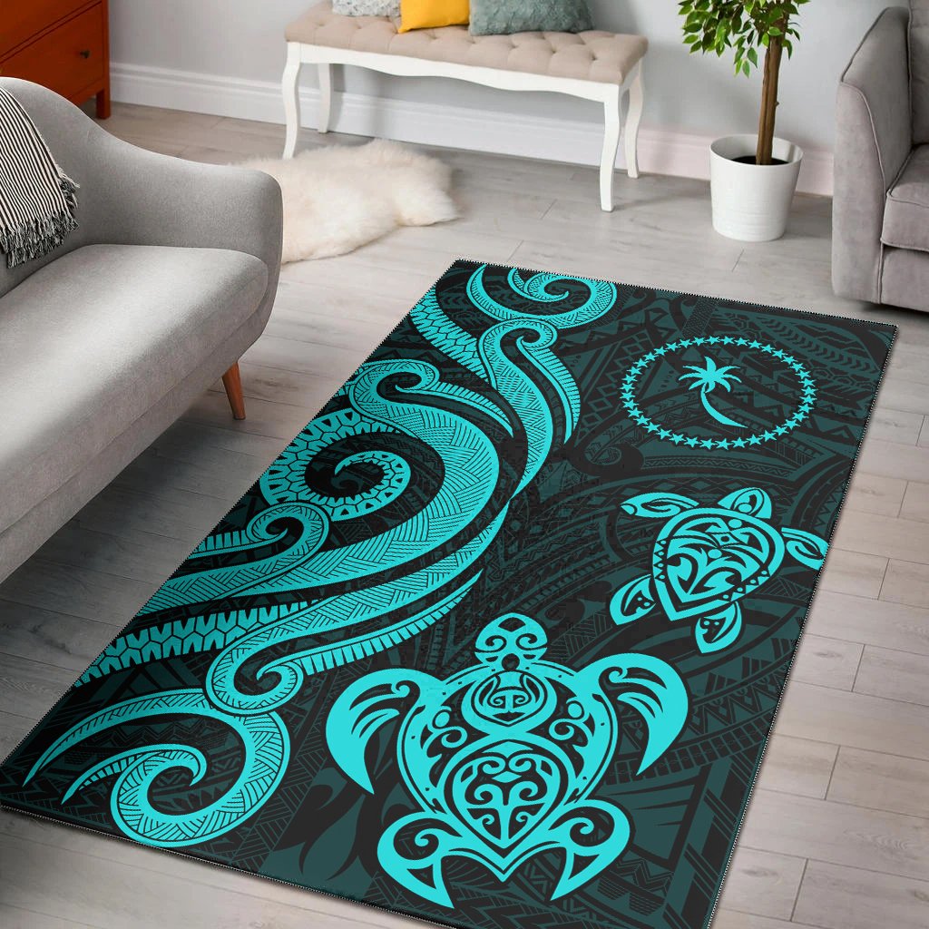 Chuuk Area Rug - Turquoise Tentacle Turtle Turquoise - Polynesian Pride