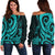 Niue Women's Off Shoulder Sweater - Turquoise Tentacle Turtle Turquoise - Polynesian Pride