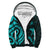 Nauru Sherpa Hoodie - Turquoise Tentacle Turtle Crest Turquoise - Polynesian Pride