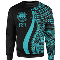 Federated States of Micronesia Sweatshirt - Turquoise Polynesian Tentacle Tribal Pattern Unisex Turquoise - Polynesian Pride
