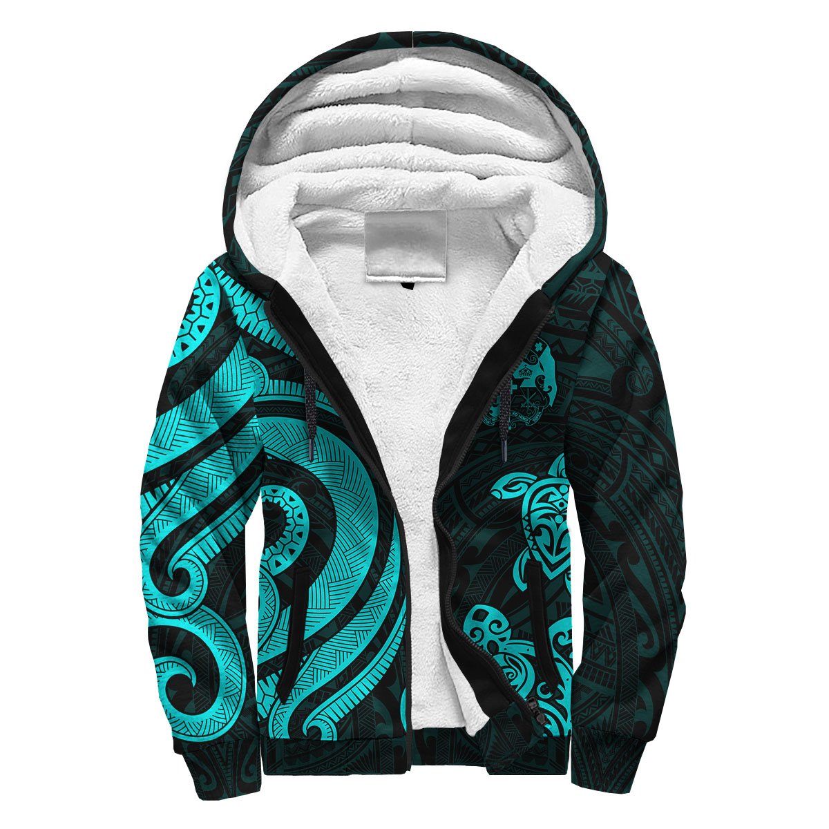 Tonga Sherpa Hoodie - Turquoise Tentacle Turtle Turquoise - Polynesian Pride