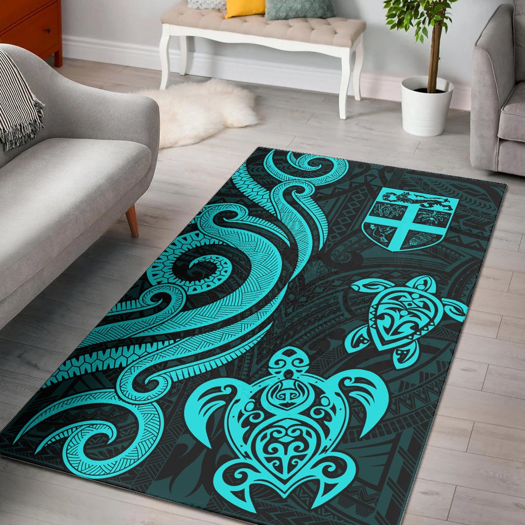 Fiji Area Rug - Turquoise Tentacle Turtle Turquoise - Polynesian Pride