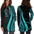 Cook Islands Women's Hoodie Dress - Turquoise Polynesian Tentacle Tribal Pattern - Polynesian Pride