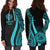 American Samoa Women's Hoodie Dress - Turquoise Polynesian Tentacle Tribal Pattern - Polynesian Pride