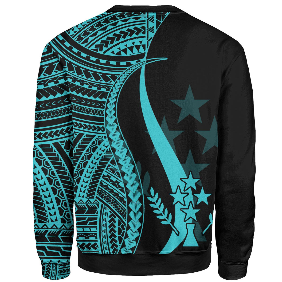 Kosrae Sweatshirt - Turquoise Polynesian Tentacle Tribal Pattern - Polynesian Pride