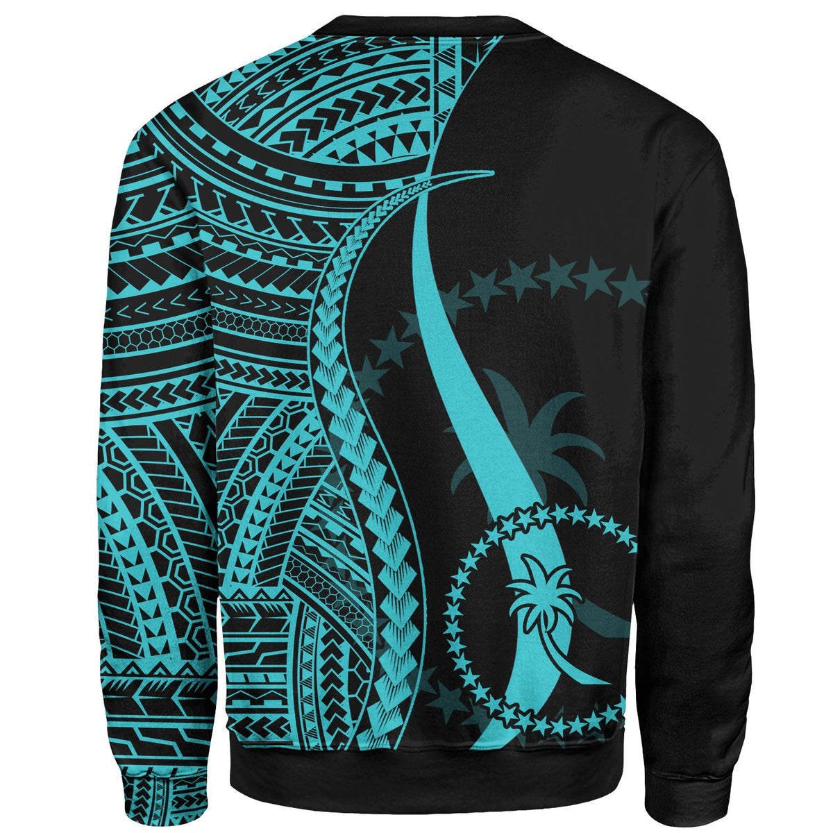 Chuuk Sweatshirt - Turquoise Polynesian Tentacle Tribal Pattern - Polynesian Pride