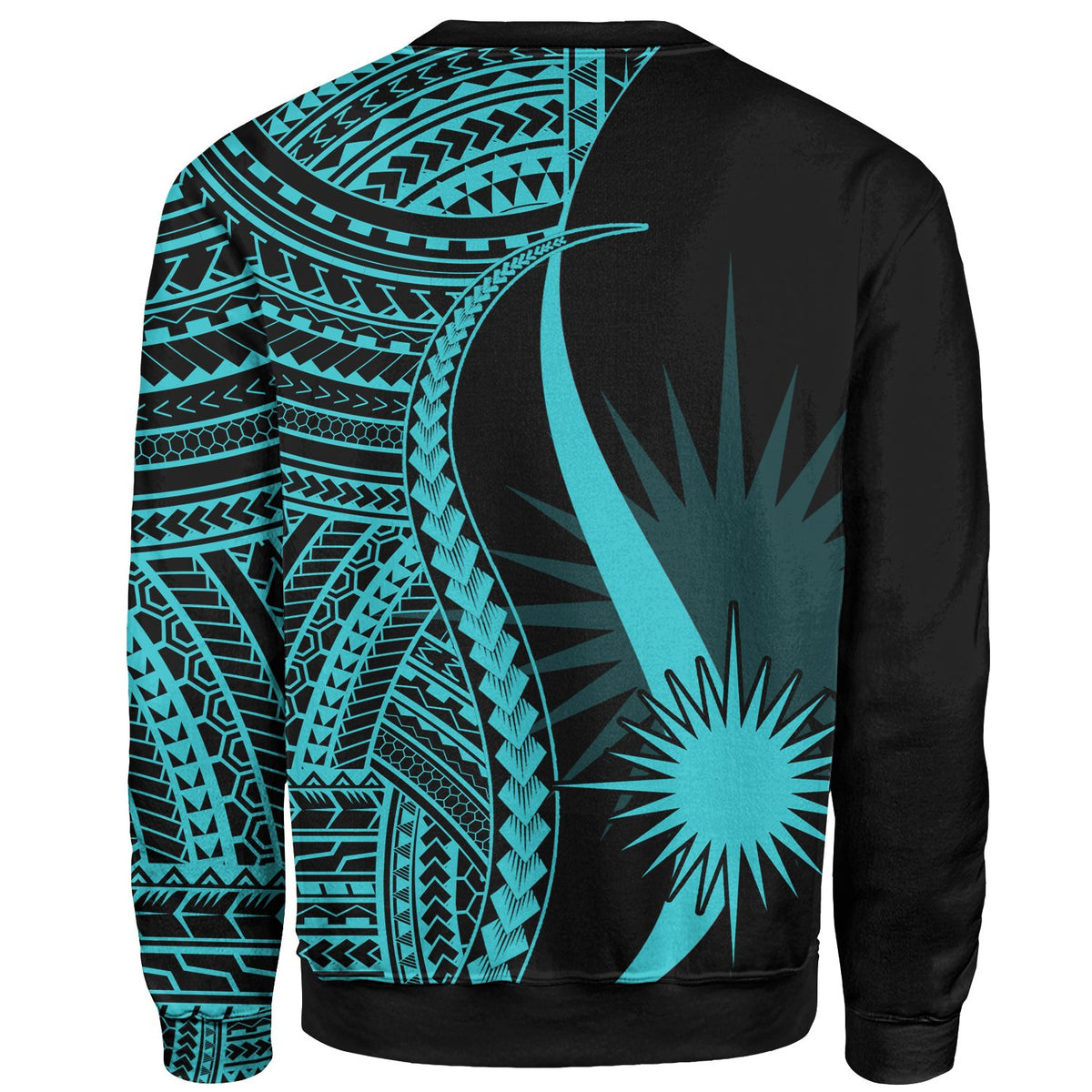 Marshall Islands Custom Personalised Sweatshirt - Turquoise Polynesian Tentacle Tribal Pattern - Polynesian Pride