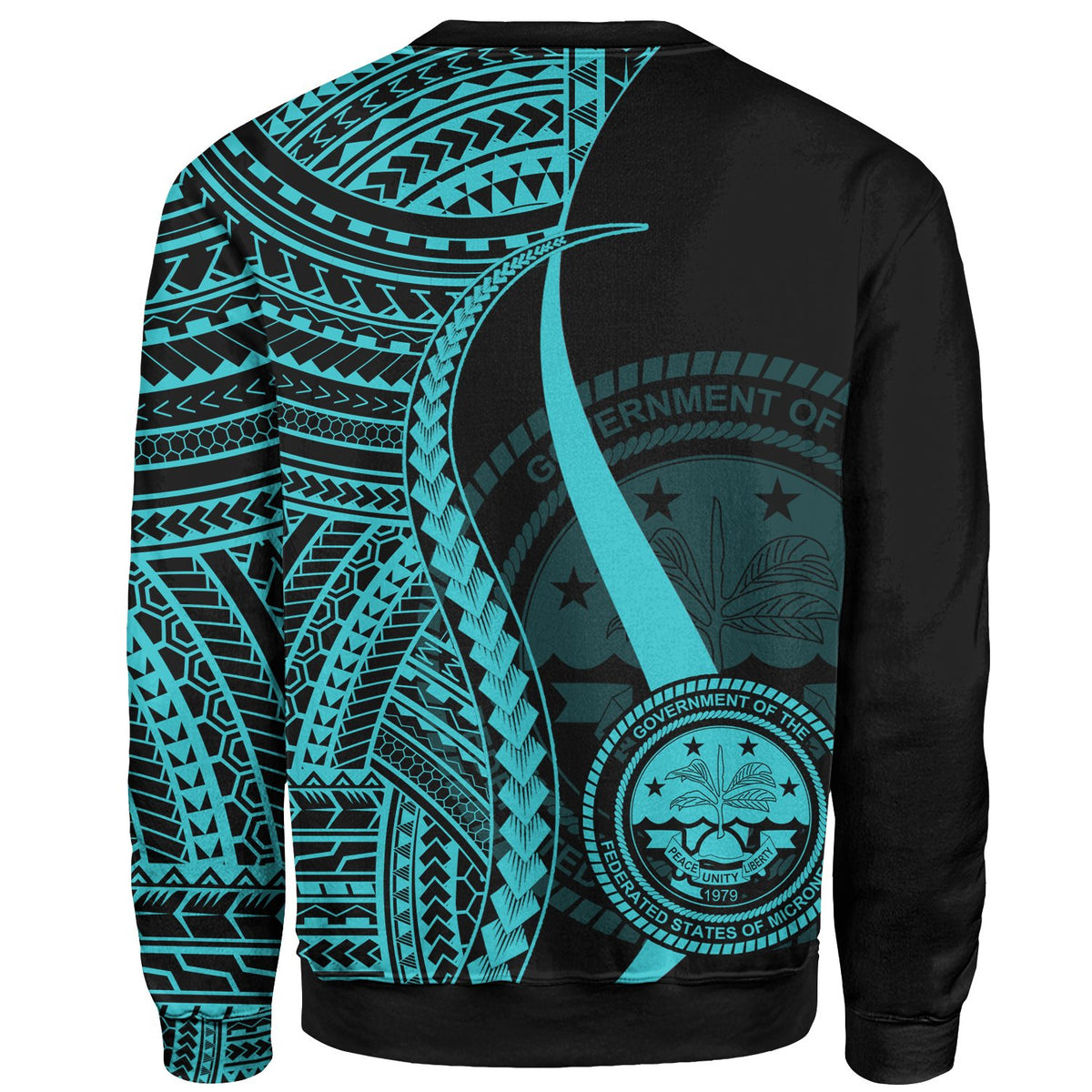 Federated States of Micronesia Custom Personalised Sweatshirt - Turquoise Polynesian Tentacle Tribal Pattern - Polynesian Pride