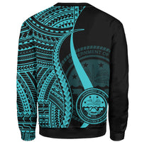 Federated States of Micronesia Custom Personalised Sweatshirt - Turquoise Polynesian Tentacle Tribal Pattern - Polynesian Pride