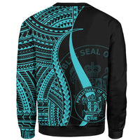 Niue Sweatshirt - Turquoise Polynesian Tentacle Tribal Pattern - Polynesian Pride