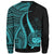 Samoa Sweatshirt - Turquoise Polynesian Tentacle Tribal Pattern - Polynesian Pride