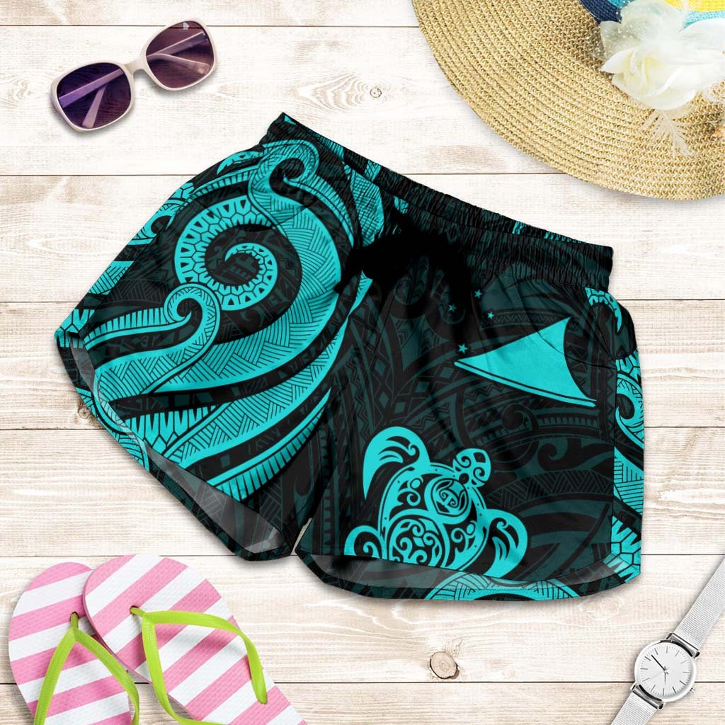 Tokelau Women's Short - Turquoise Tentacle Turtle Women Turquoise - Polynesian Pride