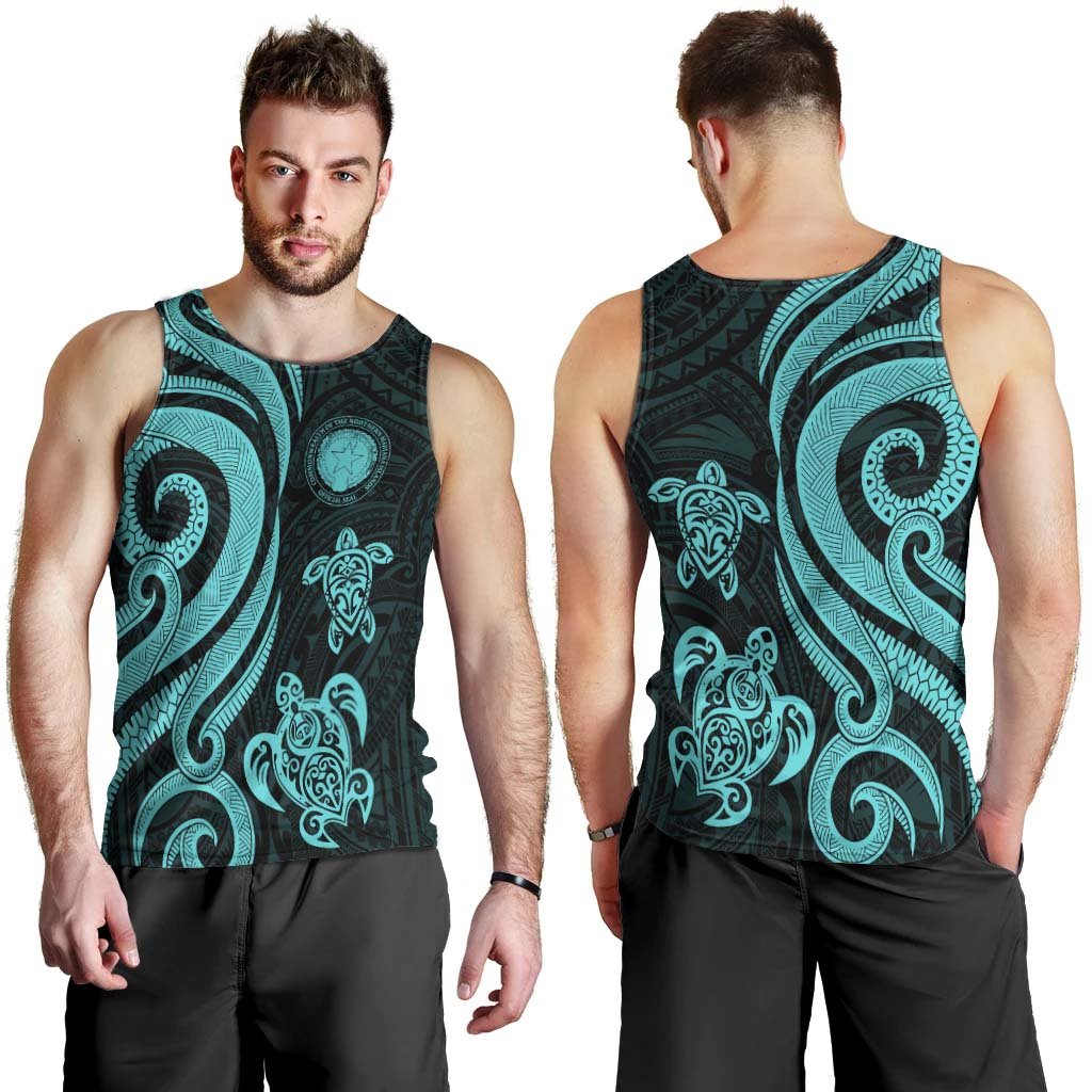 Northern Mariana Islands Men's Tank Top - Turquoise Tentacle Turtle - Polynesian Pride