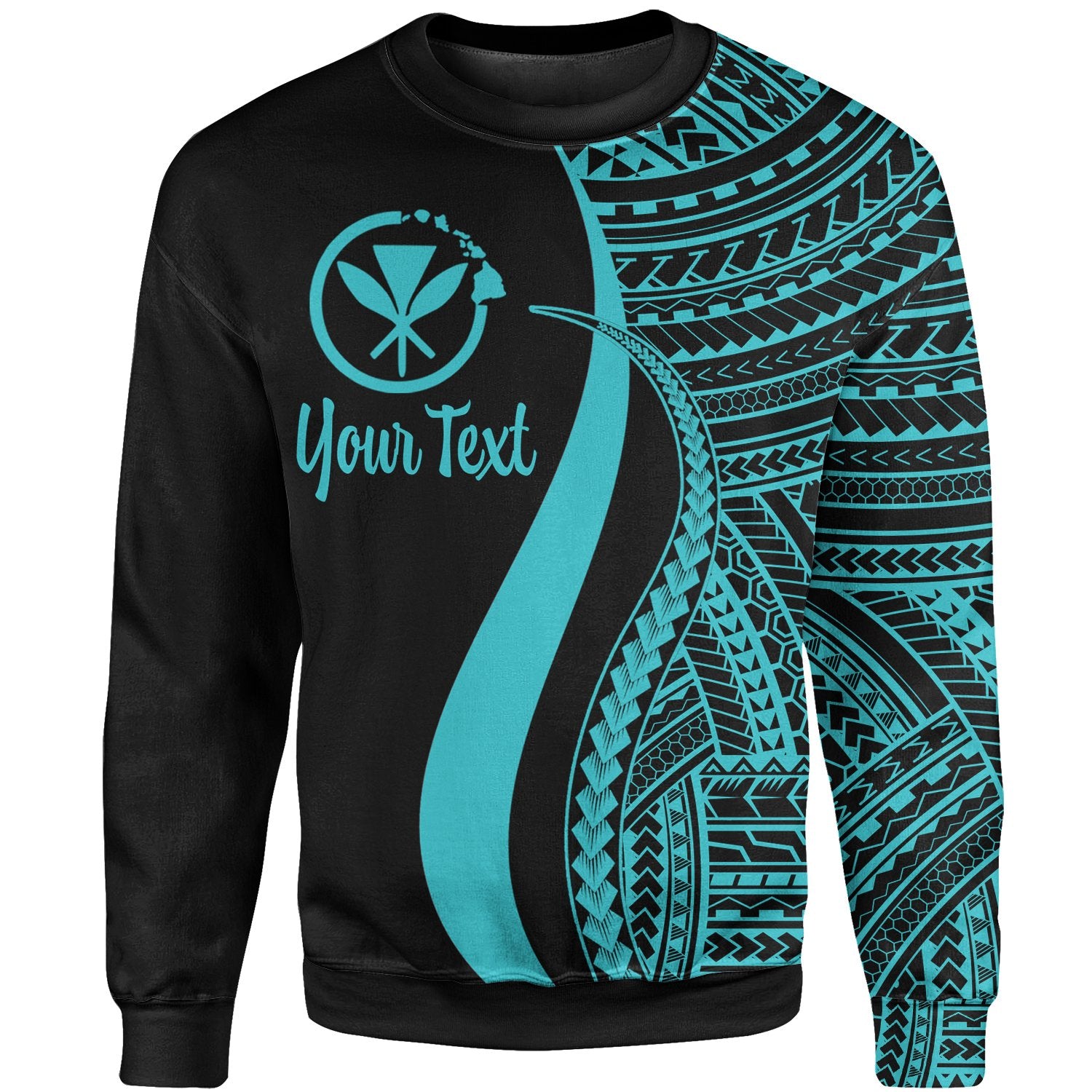 Hawaii Custom Personalised Sweatshirt - Turquoise Polynesian Tentacle Tribal Pattern Unisex Turquoise - Polynesian Pride