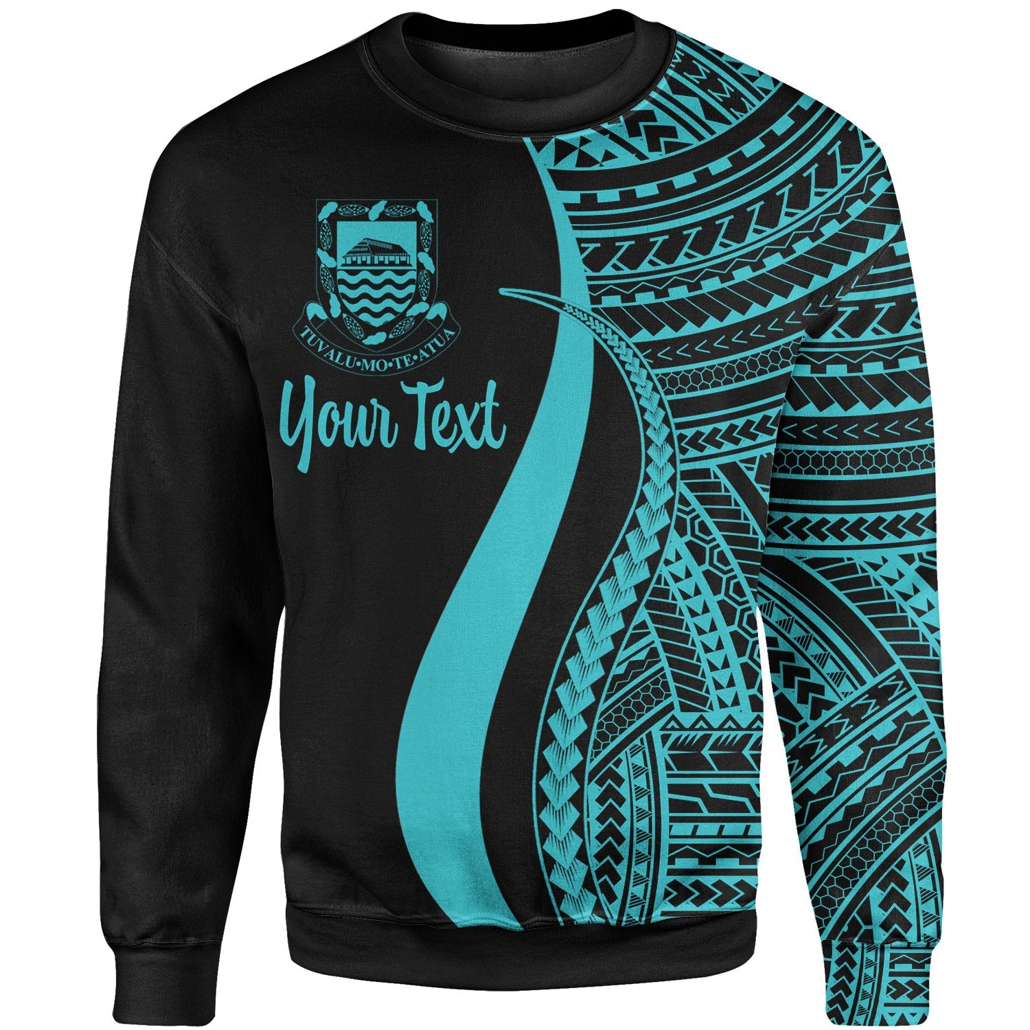 Tuvalu Custom Personalised Sweatshirt - Turquoise Polynesian Tentacle Tribal Pattern Unisex Turquoise - Polynesian Pride