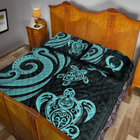 Pohnpei Quilt Bed Set - Turquoise Tentacle Turtle - Polynesian Pride