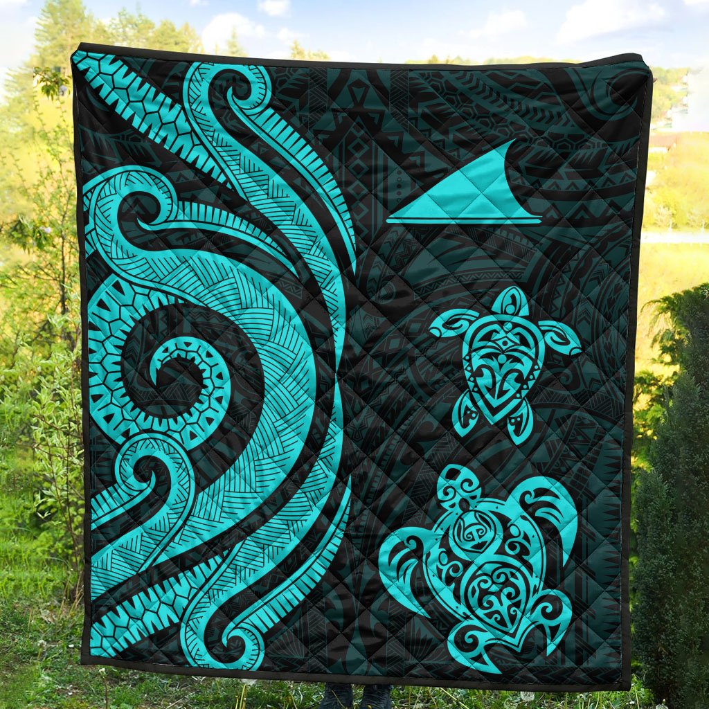 Tokelau Premium Quilt - Turquoise Tentacle Turtle - Polynesian Pride