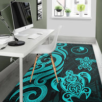 Yap Area Rug - Turquoise Tentacle Turtle - Polynesian Pride