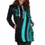 Niue Women's Hoodie Dress - Turquoise Polynesian Tentacle Tribal Pattern - Polynesian Pride