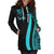 Tuvalu Women's Hoodie Dress - Turquoise Polynesian Tentacle Tribal Pattern - Polynesian Pride