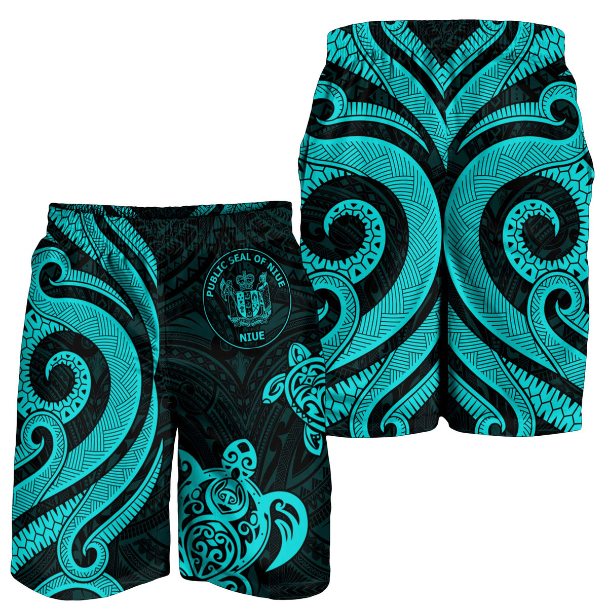 Niue Men's Short - Turquoise Tentacle Turtle - Polynesian Pride