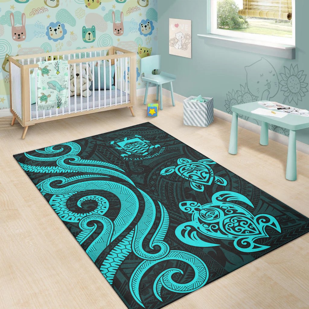 Tuvalu Area Rug - Turquoise Tentacle Turtle Turquoise - Polynesian Pride