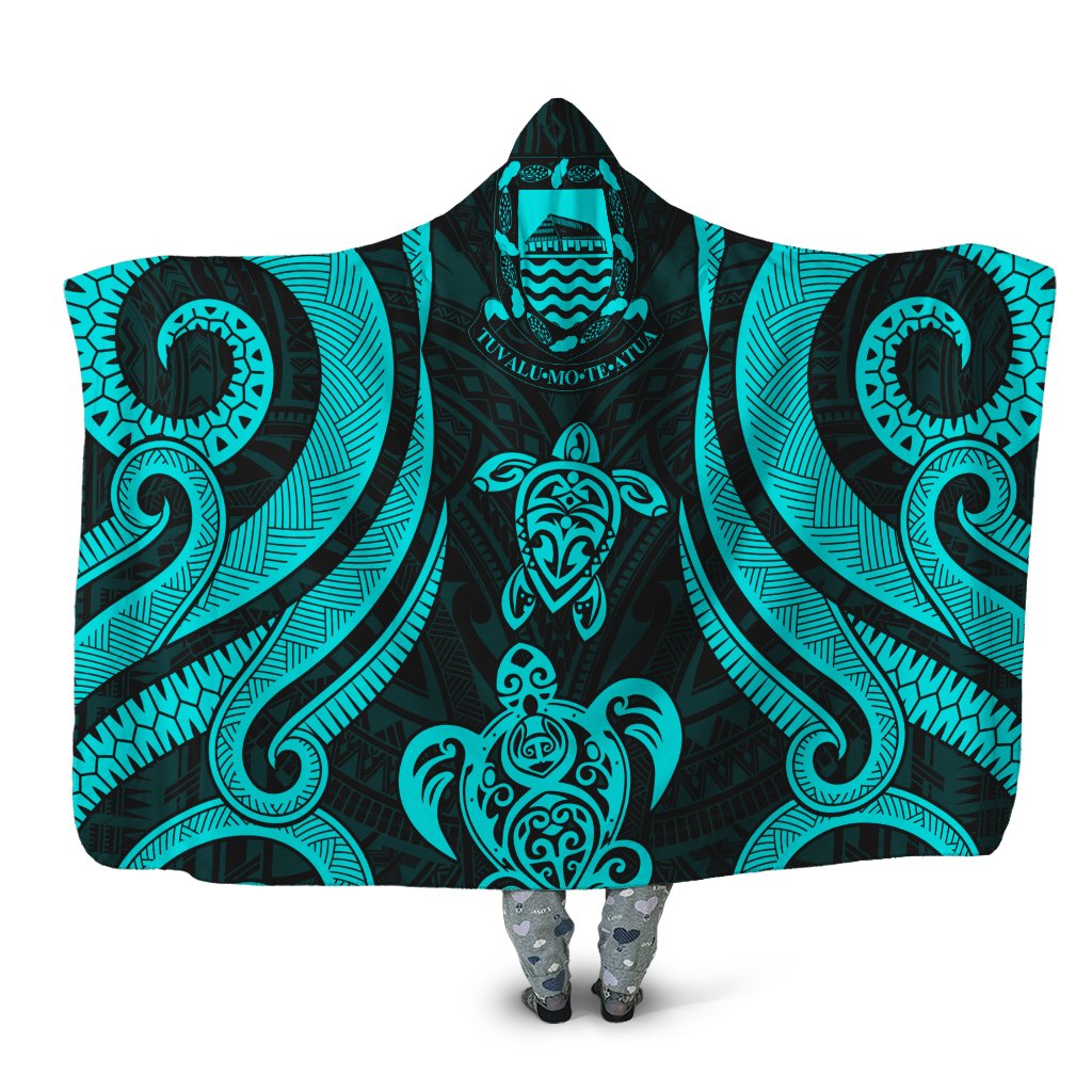 Tuvalu Hooded Blanket - Turquoise Tentacle Turtle Hooded Blanket Turquoise - Polynesian Pride