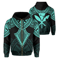 Hawaii Polynesian Hoodie Limited (Zip up) Tab Style Turquoise Unisex Art - Polynesian Pride